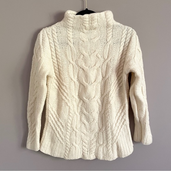 Aran Mor Ireland 100% Merino Wool Cable Knit Mock Neck Pullover Sweater - S - Picture 8 of 9